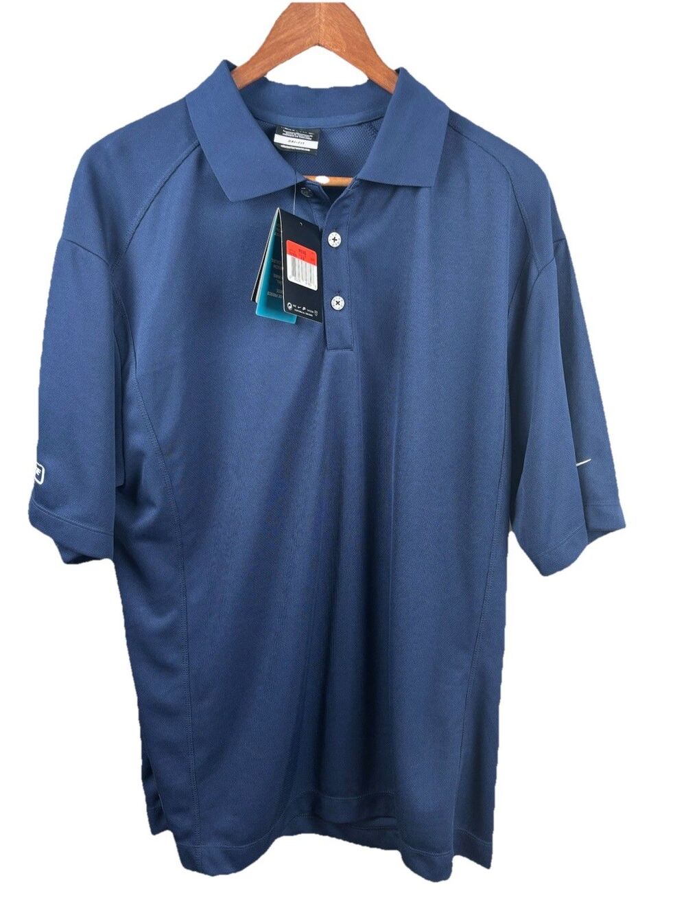 NIKE NWT Golf Polo Dri-Fit Large Navy Penske Polyester
